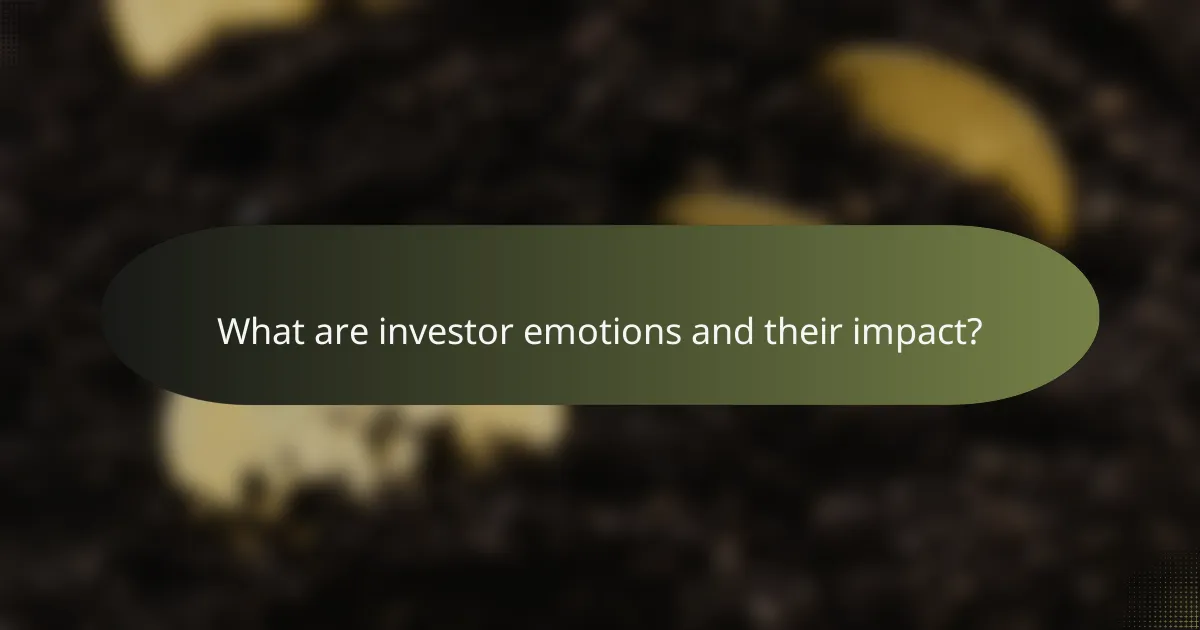 What are investor emotions and their impact?