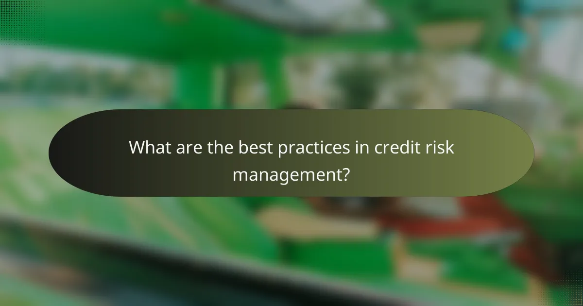 What are the best practices in credit risk management?