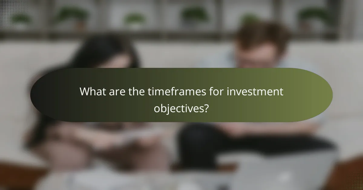 What are the timeframes for investment objectives?